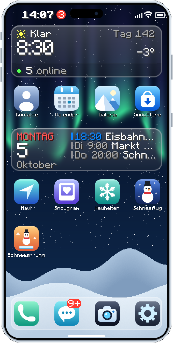 SnowPhone: Startbildschirm